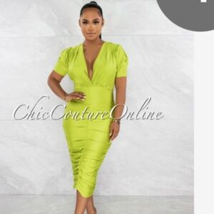 Green ruched dress